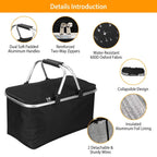 30L Insulated Picnic Basket Cooler Collapsible Food Delivery Storage