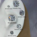 316 Stainless Steel Square Stud Earrings with Cubic Zirconia Accents