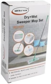 2-in-1 Dry & Wet Sweeper Mop Set with Handle – Reusable Floor Cleaning System for Hardwood, Tile & Laminate