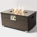 32" Outdoor Rattan Propane Gas Fire Table with Tile Tabletop