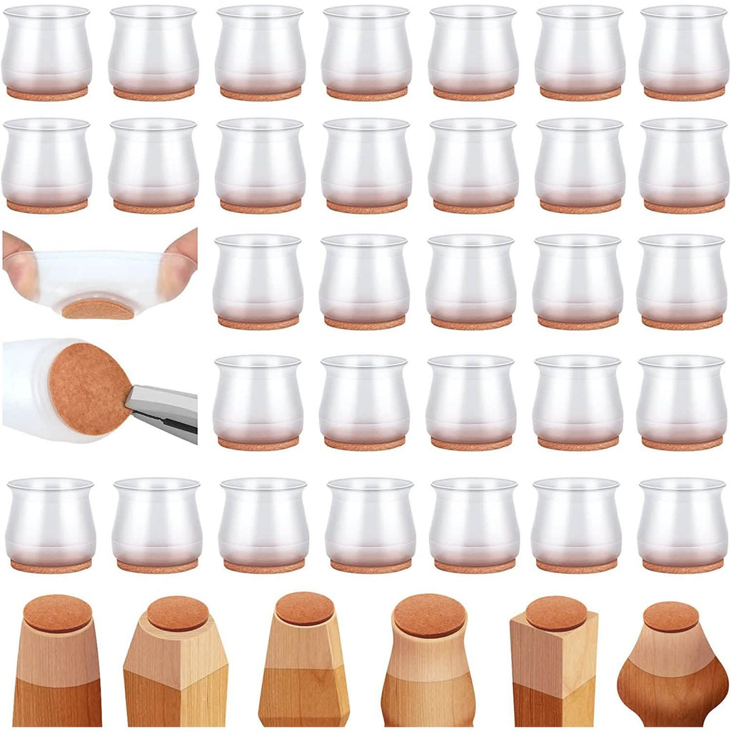 32-Piece: Clear Chair Leg Floor Protectors