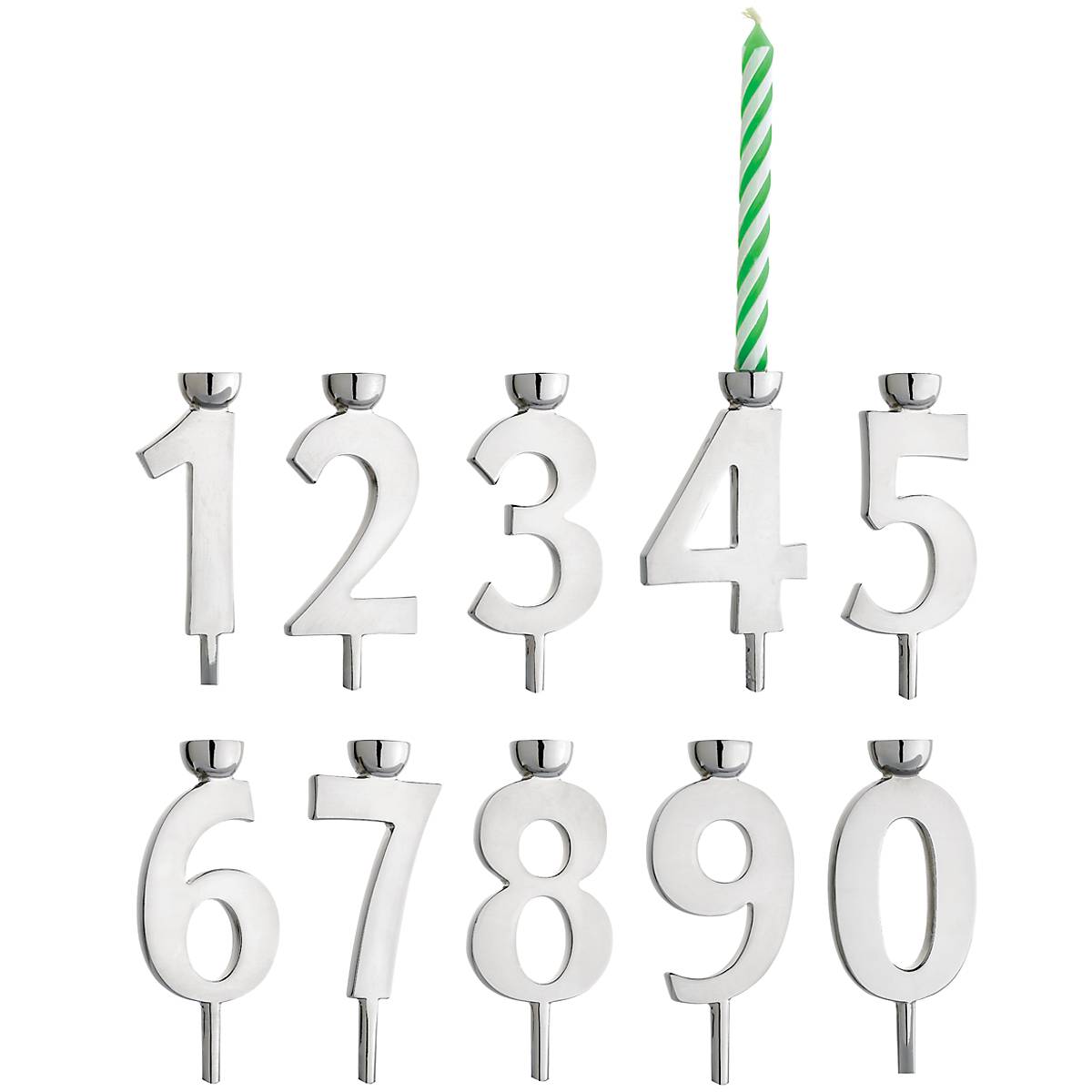 Silver Number Candle Holder 10-Piece Set