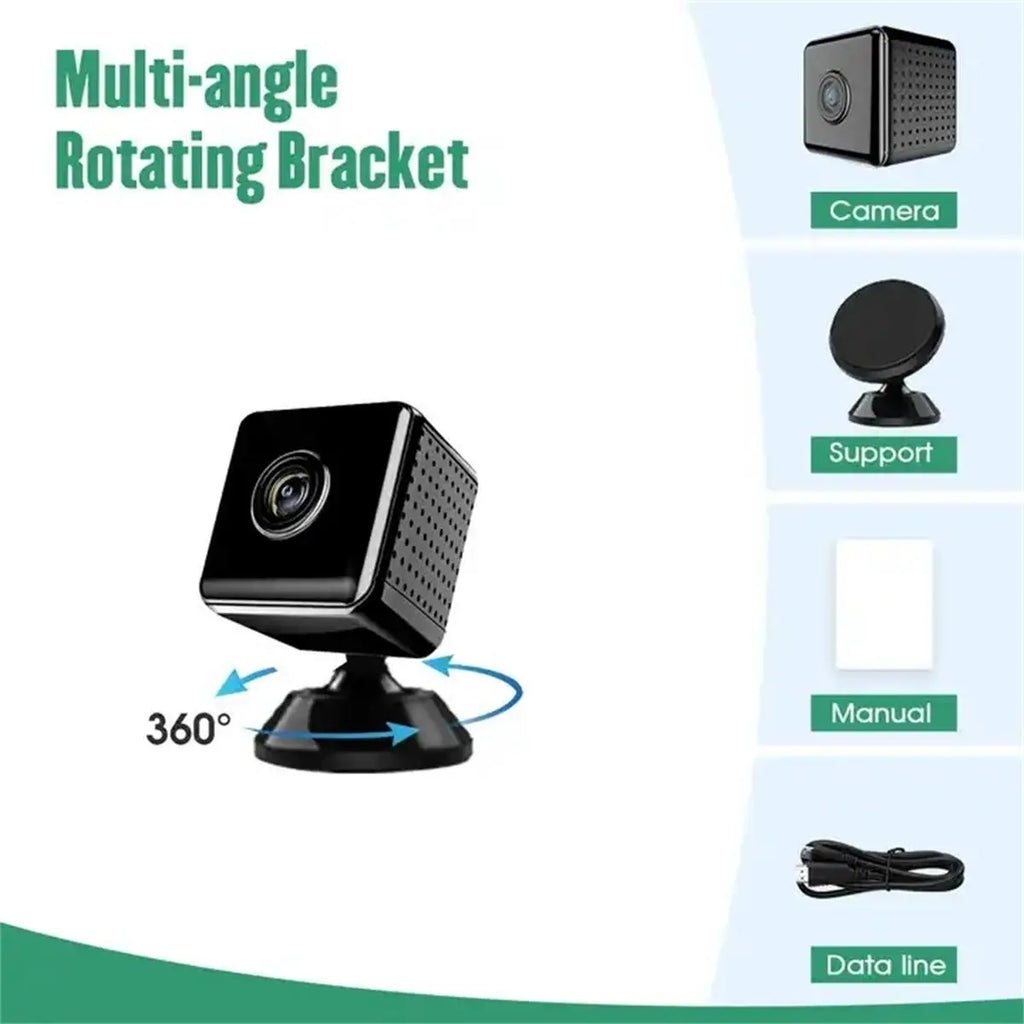 Mini WiFi Security Camera with Night Vision & Loop Recording for Indoor Use