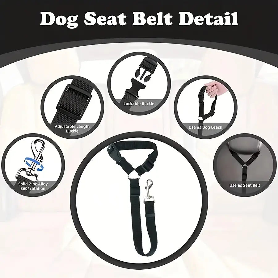 Dog Safety Leash for Vehicles, Pet Car Seatbelt Leash, Dog Vehicle Safety Belt Clip, Gift for Dogs,Universal Harness Straps