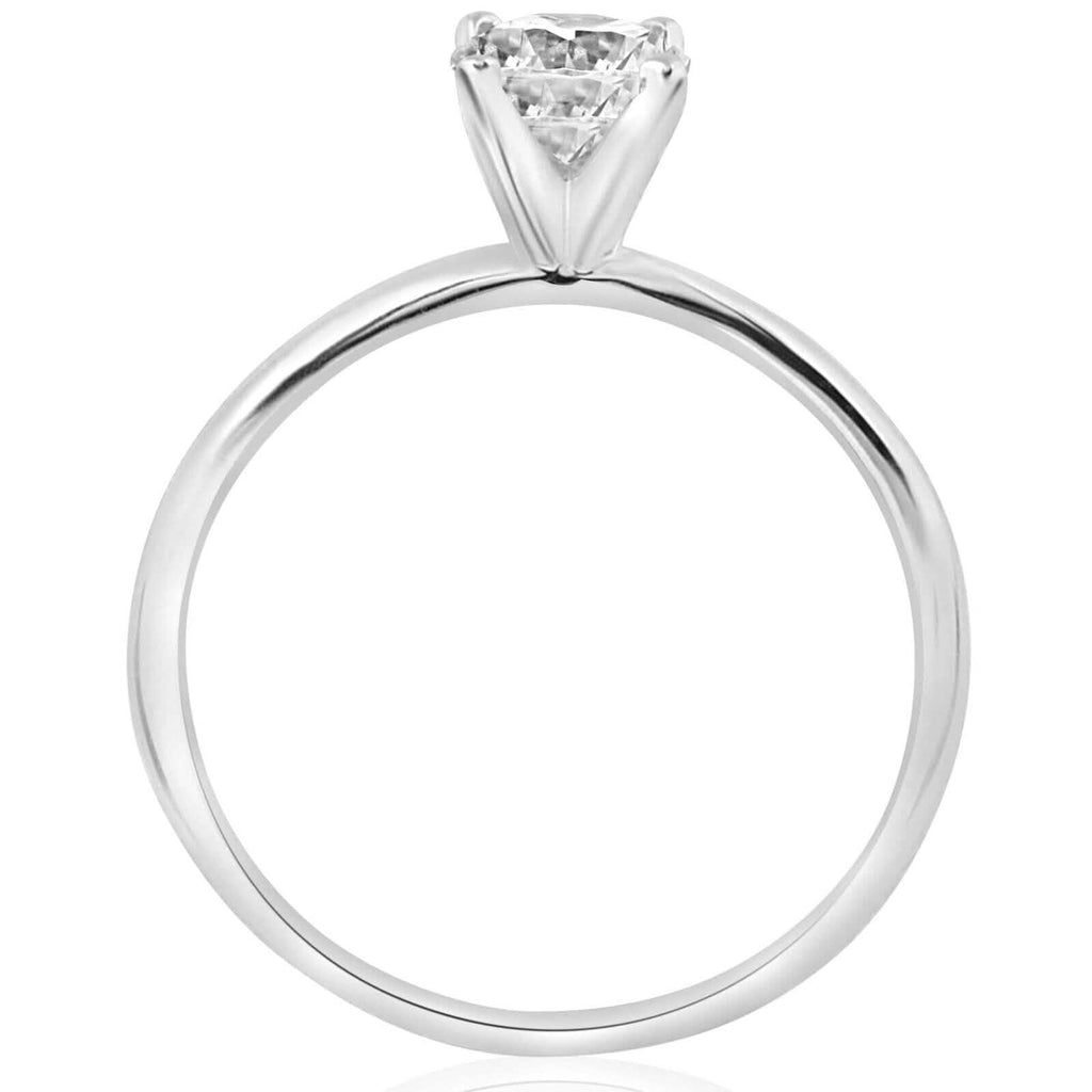 3/4 Ct Round-Cut Natural Diamond Solitaire Engagement Ring 14k White Gold