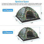 3/4 Person Instant Pop Up Dome Tent