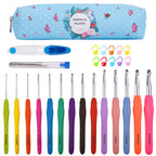 34-Piece Set: Aluminum Handle Crochet Hook Needles Knitting Tool