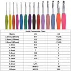 34-Piece Set: Aluminum Handle Crochet Hook Needles Knitting Tool