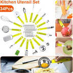 34-Pieces Set: Stainless Steel Kitchen Gadget Tools Set