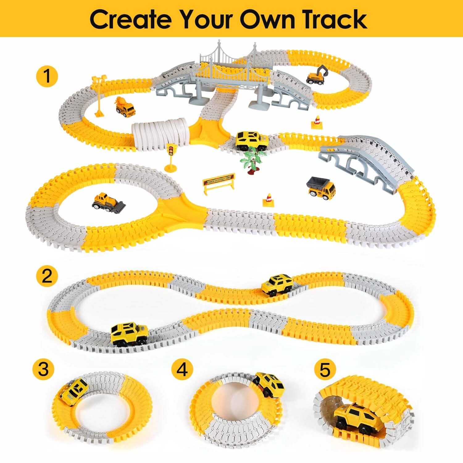 340-Piece: Construction Race Track Toy Set