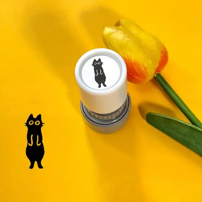 Cat Pattern Stamp, Round Self-inking Stamp