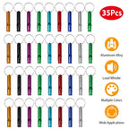 35-Pieces: Emergency Whistle Extra Loud with Key Chain Ring