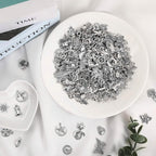 50-Pieces: Silver Charms for Jewelry Making Wholesale Bulk Tibetan Silver Charm Pendants for DIY Necklace Bracelet Earring Craft Supplies