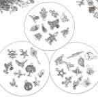 50-Pieces: Silver Charms for Jewelry Making Wholesale Bulk Tibetan Silver Charm Pendants for DIY Necklace Bracelet Earring Craft Supplies