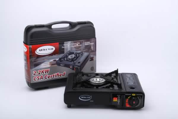 Portable Gas Stove, Single Burner, Black, 2.2KW, CSA Certified, Temperature Control with Indicator Light, Easy to Clean, with Carrying Case