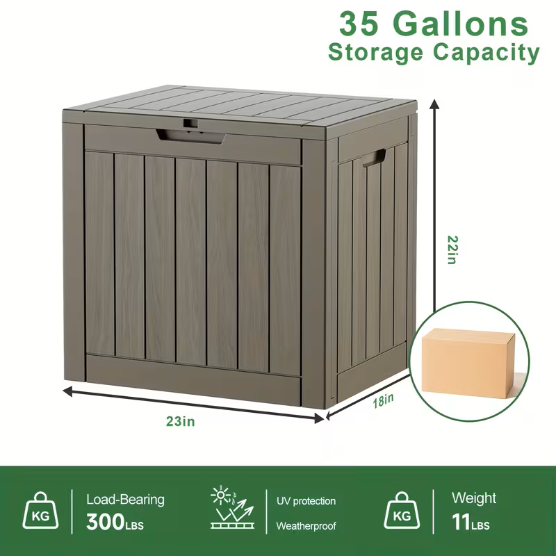 75 Gallon Heavy-Duty Outdoor Deck Box - Waterproof, Lockable