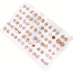 36-Pairs: Women's Fashion Earrings Set - Assorted Heart, Flower, Geometric & More