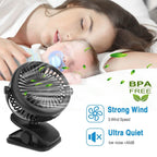 360 Degree Clip On Fan Quiet Rechargeable
