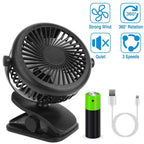360 Degree Clip On Fan Quiet Rechargeable