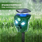 360° Electric Solar Powered Ultrasonic Repeller with Motion Sensor LED Flashing Lights