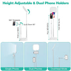 360° Rotatable Dual Phone Holder with Rechargeable Wireless Remote V8