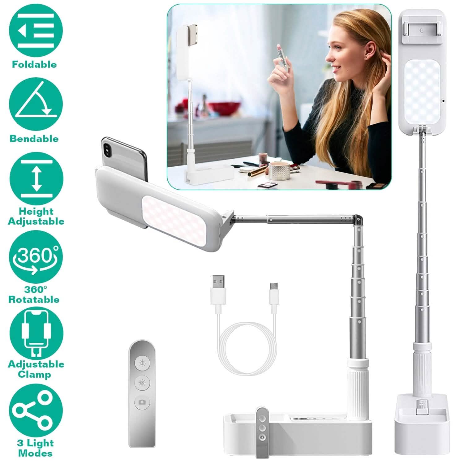 360° Rotatable Extendable Selfie Stand Phone Holder