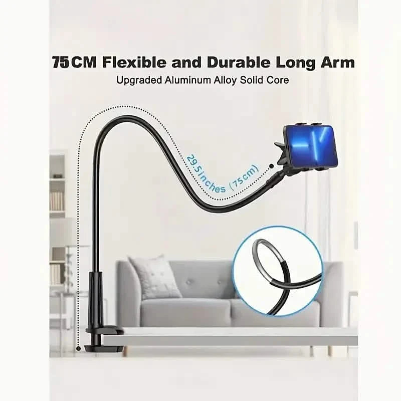 360° Rotating Universal Phone Stand with Flexible Spiral Base for Lazy Browsing