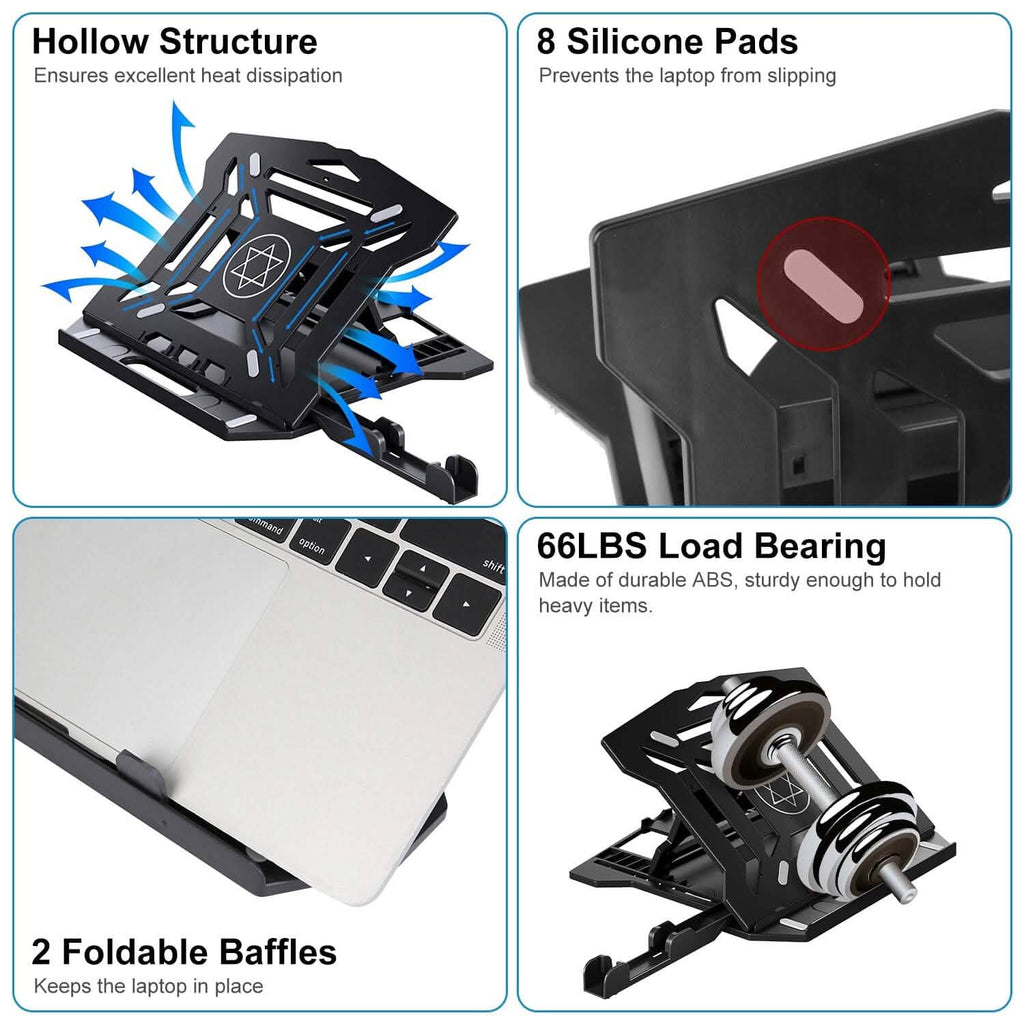 360º Rotating Laptop Riser Stand with Phone Stand 8 Level Adjustable Height