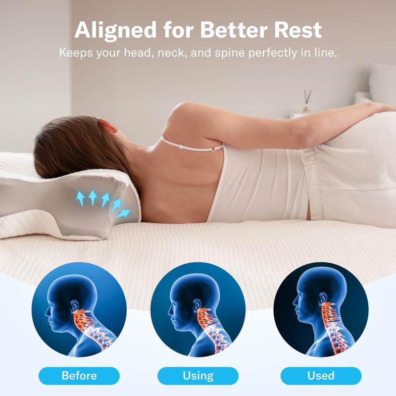 Ergonomic Cervical Pillow, Odorless Memory Foam for Cozy Sleep