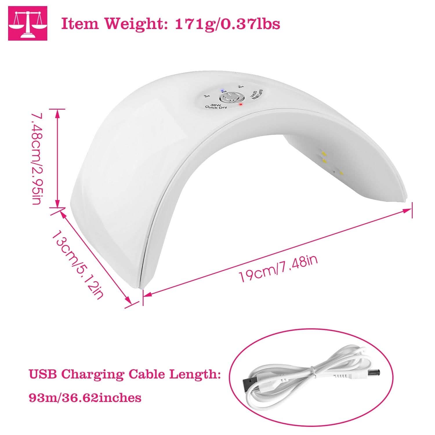 36W UV LED Lamp Nail Gel Dryer 12 LED Sensor Gel Curing Machine
