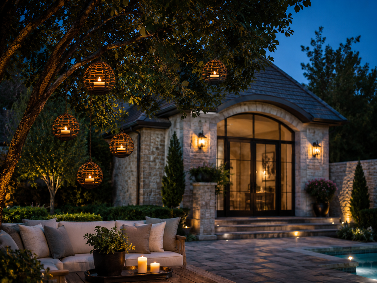 Solar Iron Sphere Lanterns | Set of 4