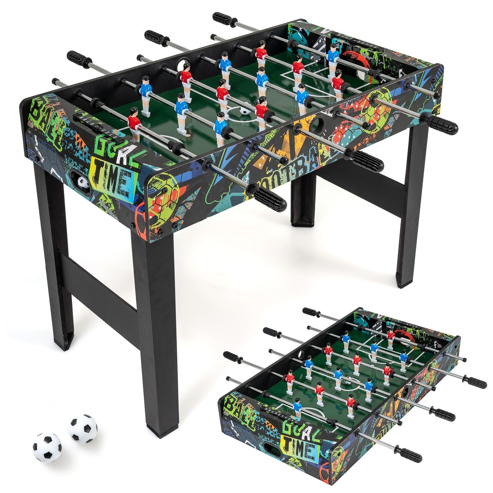 37 Inch Mini Foosball Table 2-in-1 Game Table with Detachable Legs for Tabletop