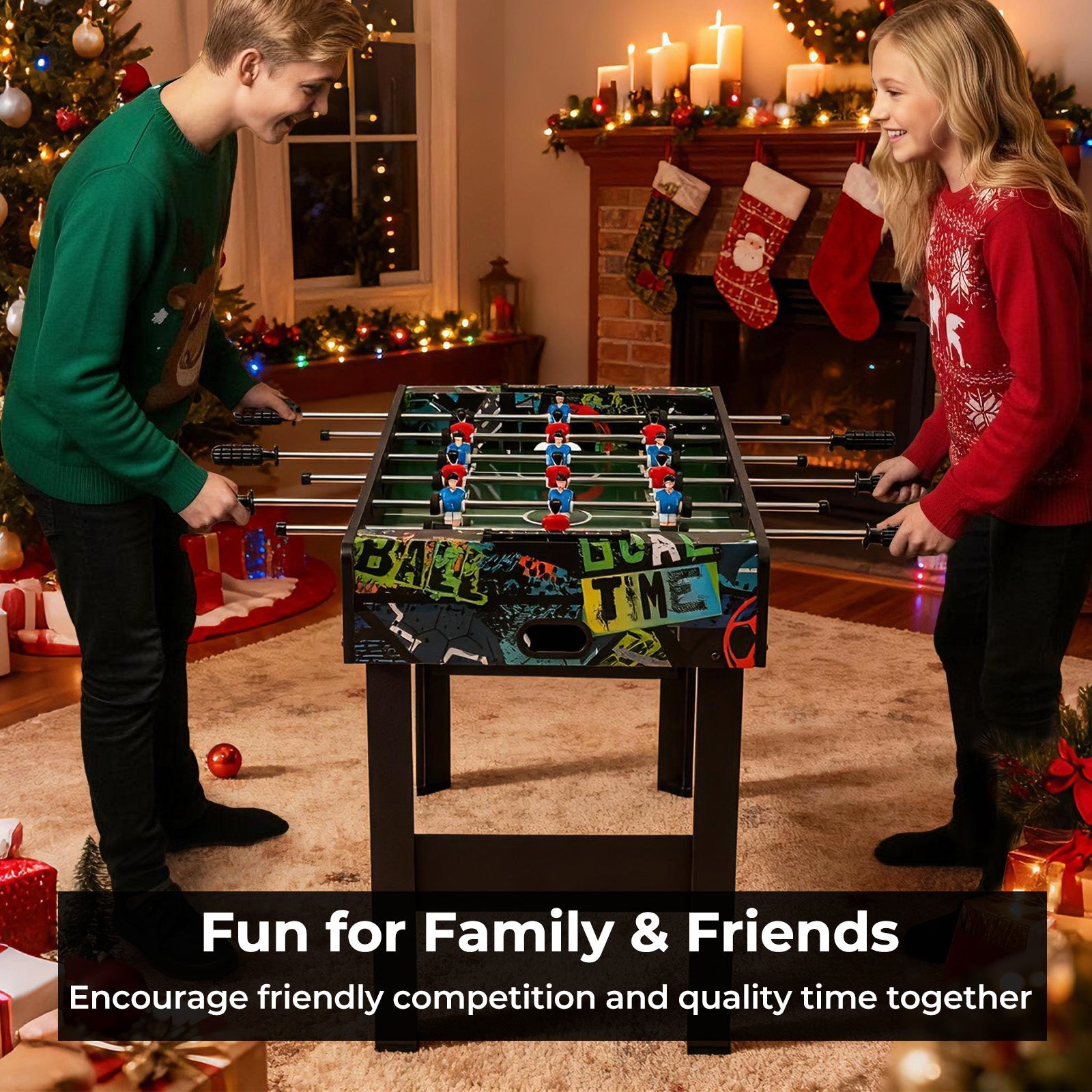 37 Inch Mini Foosball Table 2-in-1 Game Table with Detachable Legs for Tabletop