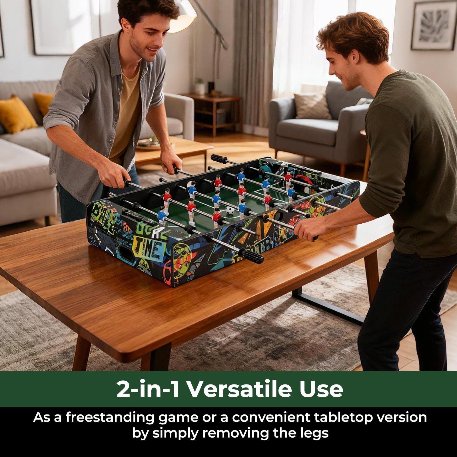 37 Inch Mini Foosball Table 2-in-1 Game Table with Detachable Legs for Tabletop