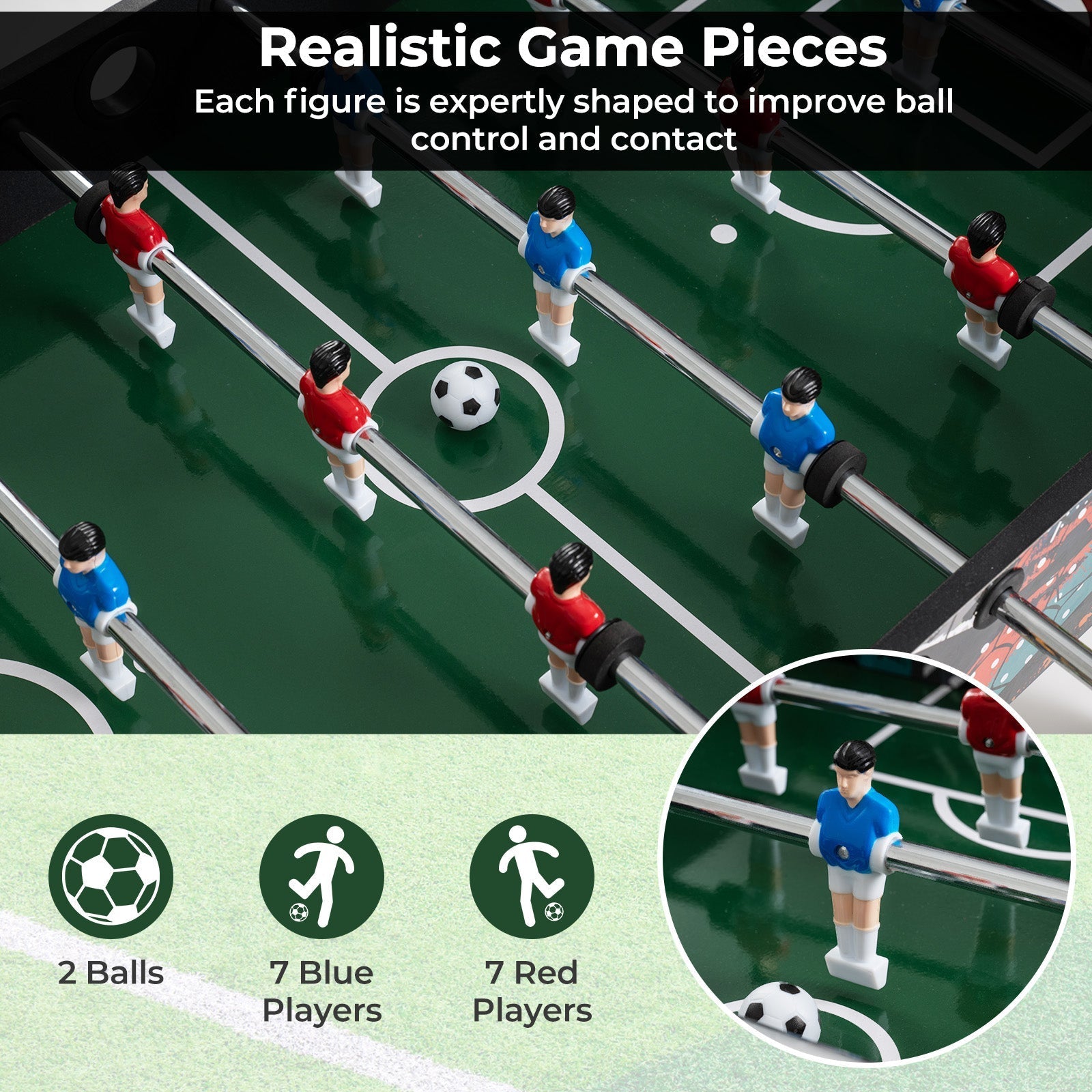 37 Inch Mini Foosball Table 2-in-1 Game Table with Detachable Legs for Tabletop