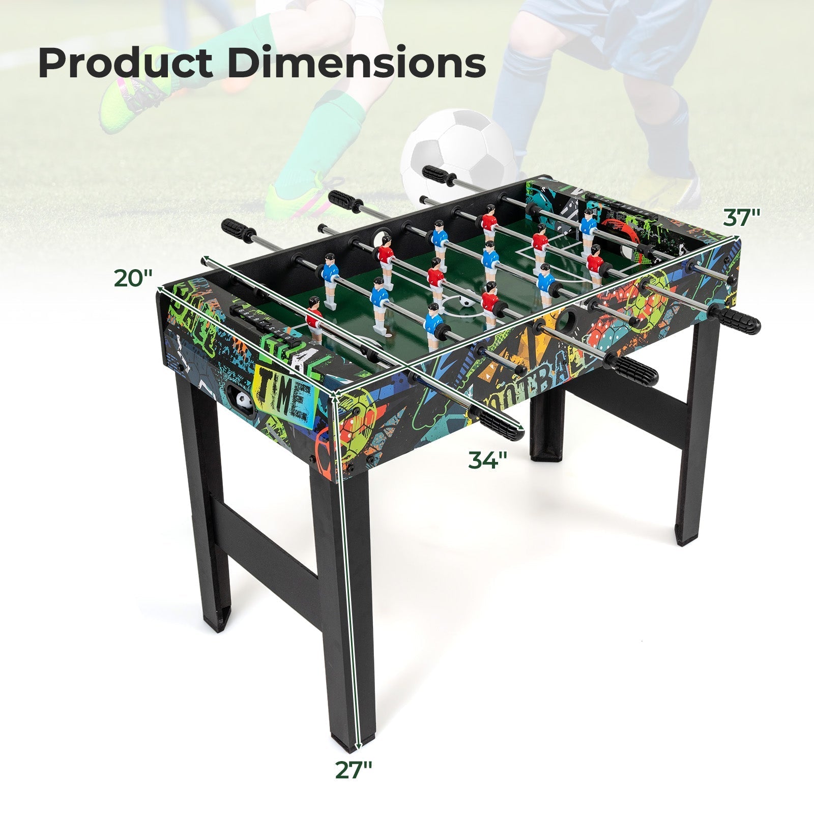 37 Inch Mini Foosball Table 2-in-1 Game Table with Detachable Legs for Tabletop