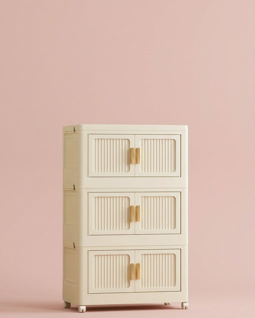2-6 Layer Foldable Rolling Storage Bin Cabinet