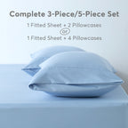 Kasentex Spring All Season Deep Pocket Fitted Sheet Set with Pillowcases, Room Decor, Graduation Gifts