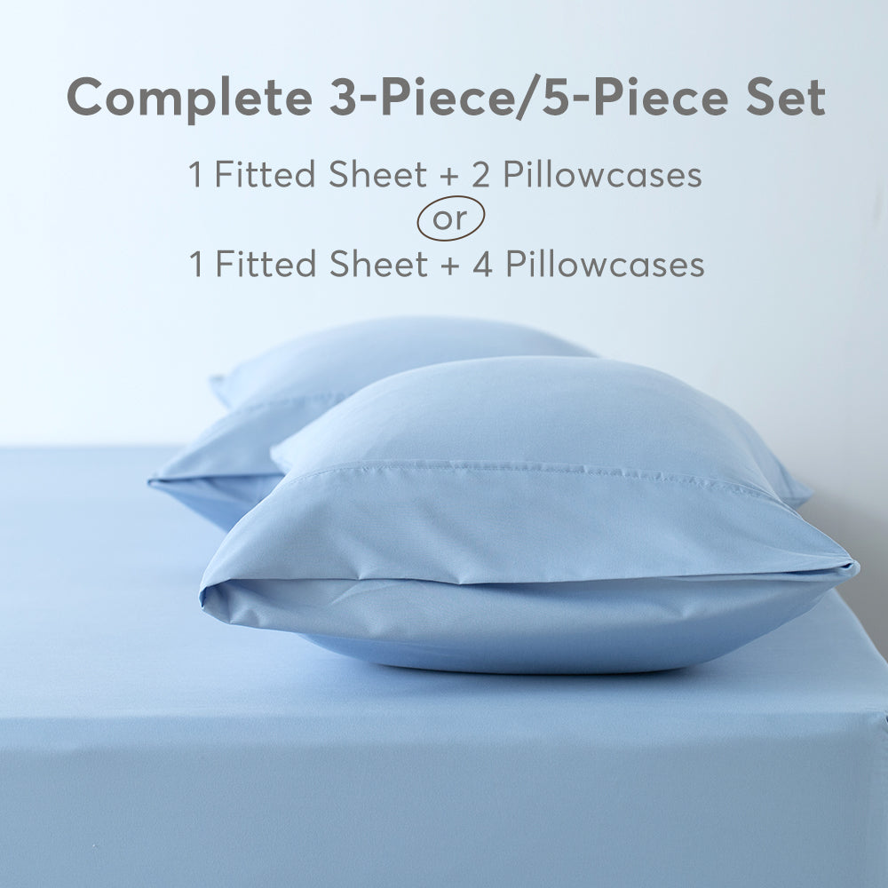 Kasentex Spring All Season Deep Pocket Fitted Sheet Set with Pillowcases, Room Decor, Graduation Gifts