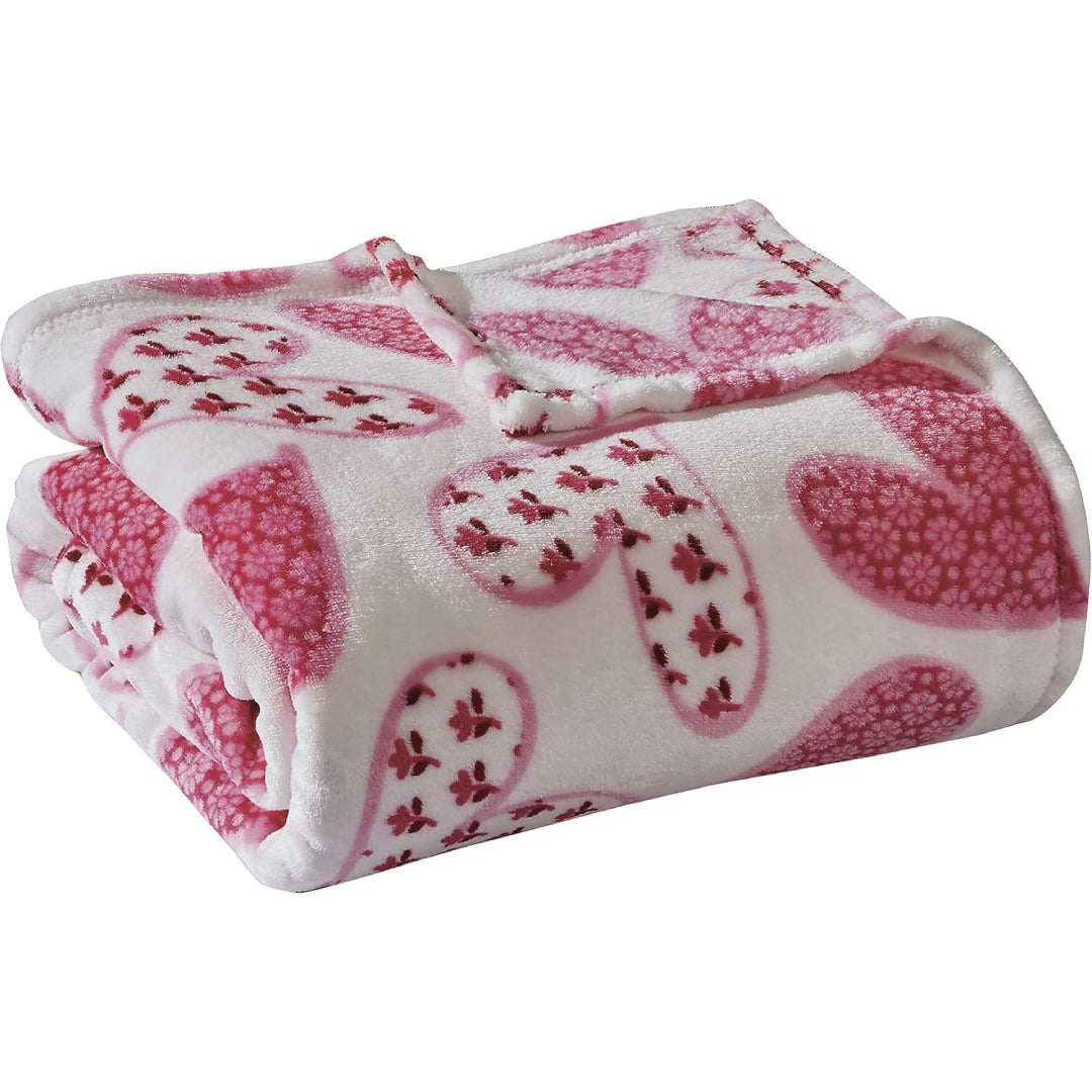 Valentine's Day Heart-Themed Throw Blanket – Ultra Plush, Soft, Cozy, and Luxurious Fleece, 50" x 60"