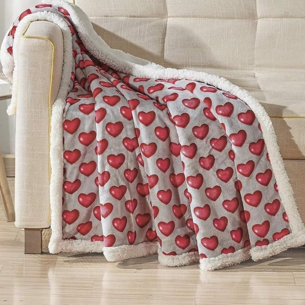 Valentine's Day Heart-Themed Throw Blanket – Ultra Plush, Soft, Cozy, and Luxurious Fleece, 50" x 60"