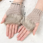 Faux Fur Fingerless Winter Gloves Hand Warmer