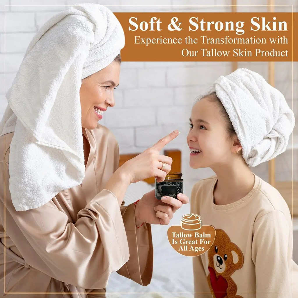 Grass-Fed Beef Tallow Balm with Raw Honey, Natural Skin Moisturizer
