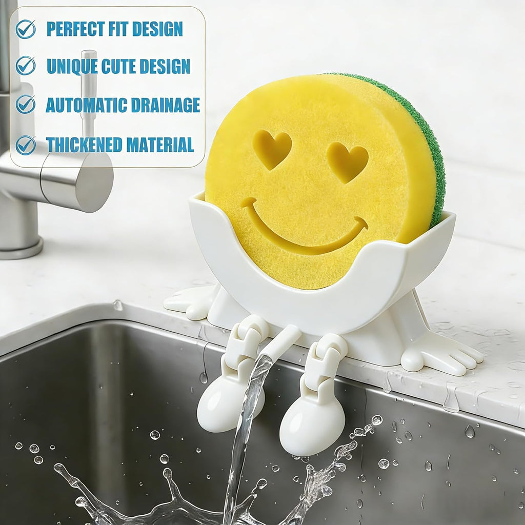 Cute Hanging Sponge Holder with Drainage,3D Printed Kitchen Funny Sponge Stand for Sink