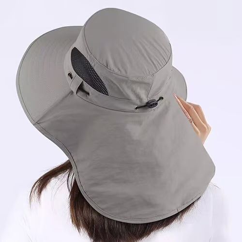 Wide Brim Sun Hat, Men's Safari Hat, 360° Sun Protection, UPF50+, Shade Hat, Insect Repellent, Mesh, Breathable, UV Protection