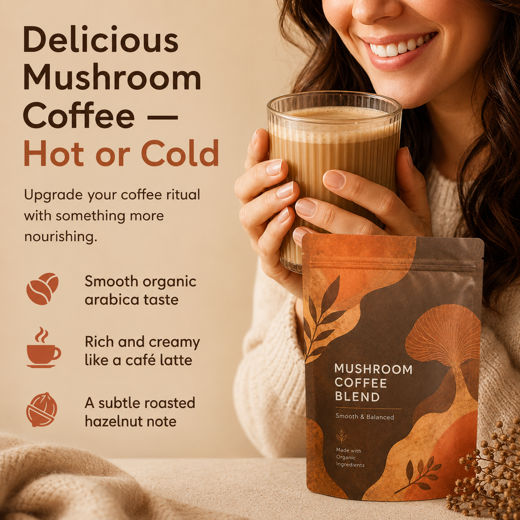 Mushroom Coffee Blend – Medium Roast Instant Coffee with 6 Functional Mushrooms
