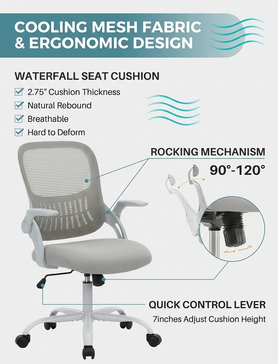 Ergonomic Mesh Office Chair – Multi Color High Back Chair with Lumbar Support