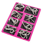 8 Piece Metal Puzzle Ring Set Brain Teaser Toys