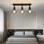 Vintage 3-Light Ceiling Spotlight | Industrial Black Metal Fixture