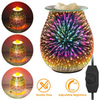 3D Fireworks Glass Wax Warmer Electric Wax Burner Night Lamp